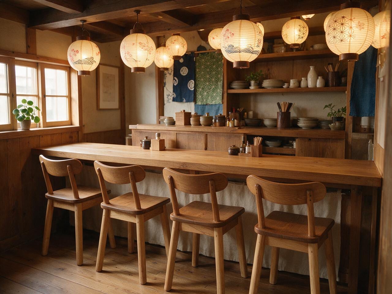 食堂の店内カウンター席（サンプル画像）